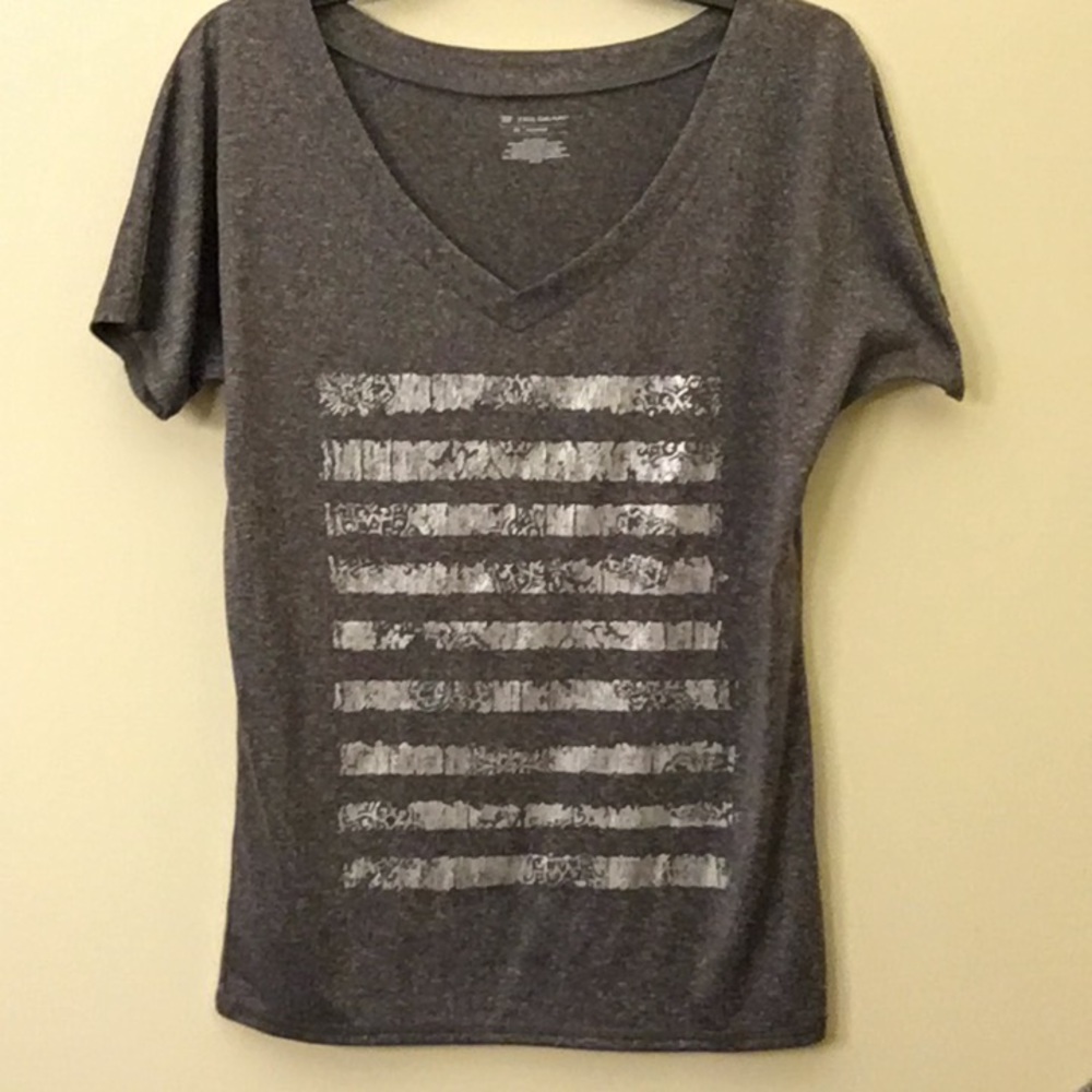 Tek Gear | Gray & Silver Loose Fit V-Neck Workout Top